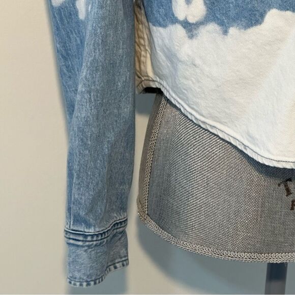 American Eagle Women’s SZ S Casual Denim Bleached Hooded Jacket Coat 90s Shacket - Picture 9 of 15